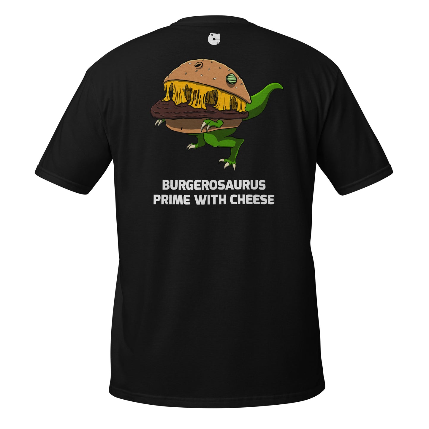 Burgerosaurus Prime Camiseta unisex de manga corta con estampado en la espalda