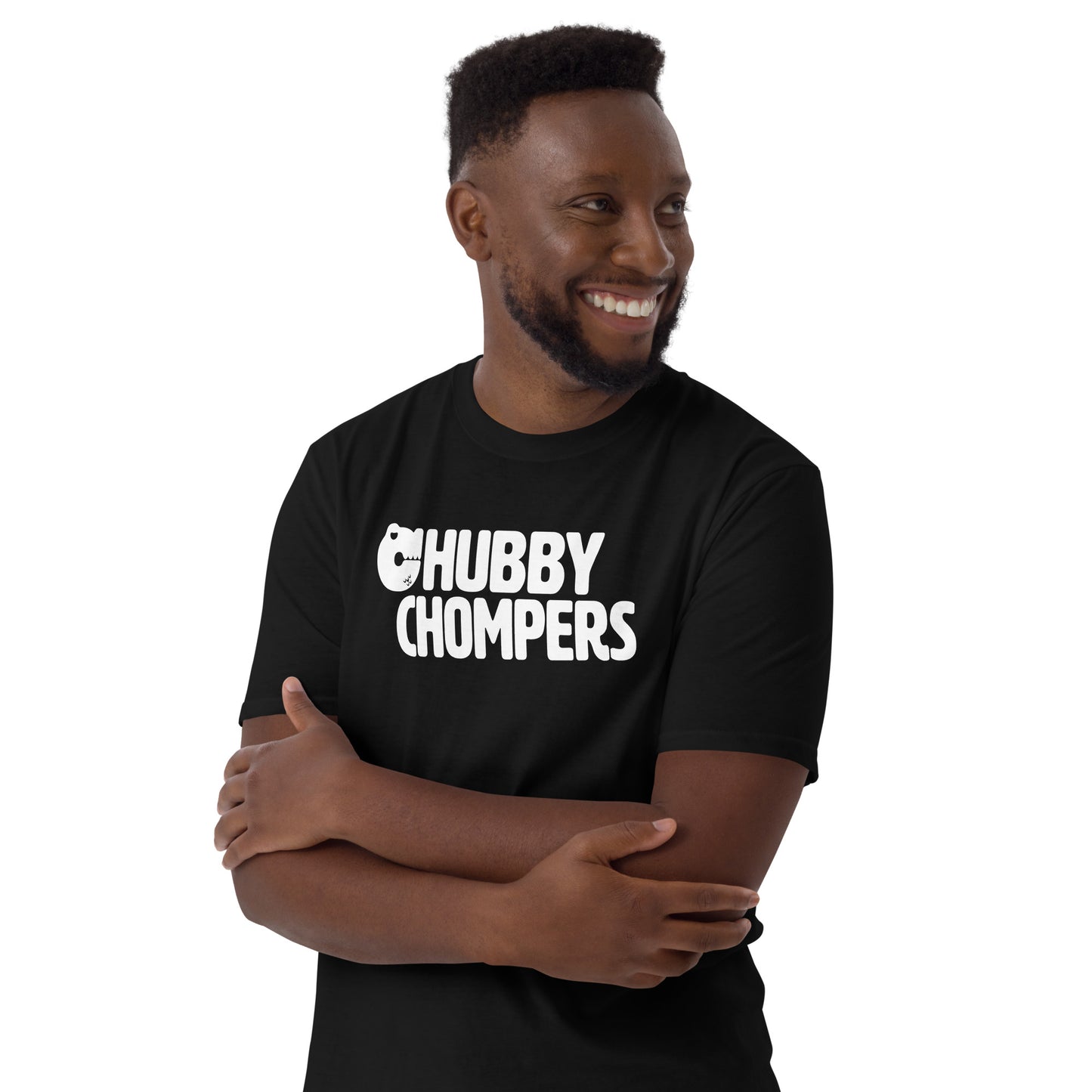 Camiseta unisex de manga corta Chubby Chompers (logotipo central)