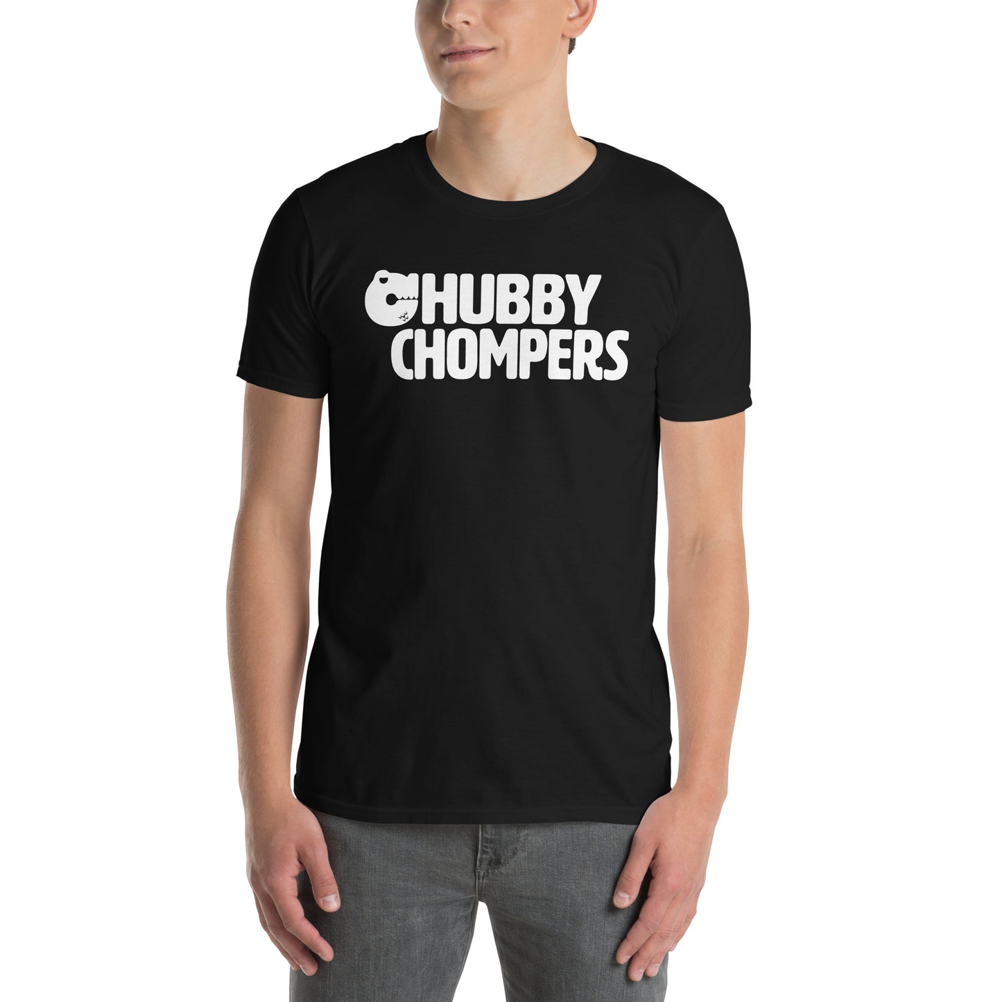 Camiseta unisex de manga corta Chubby Chompers (logotipo central)
