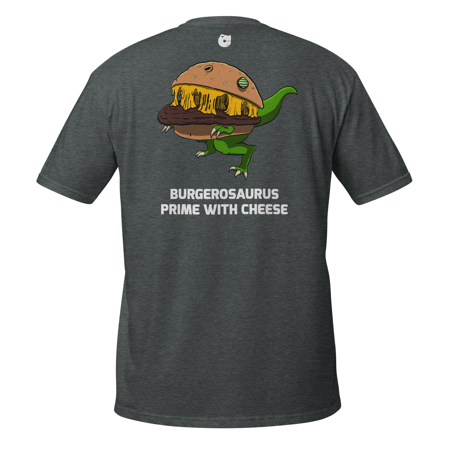 Burgerosaurus Prime Camiseta unisex de manga corta con estampado en la espalda