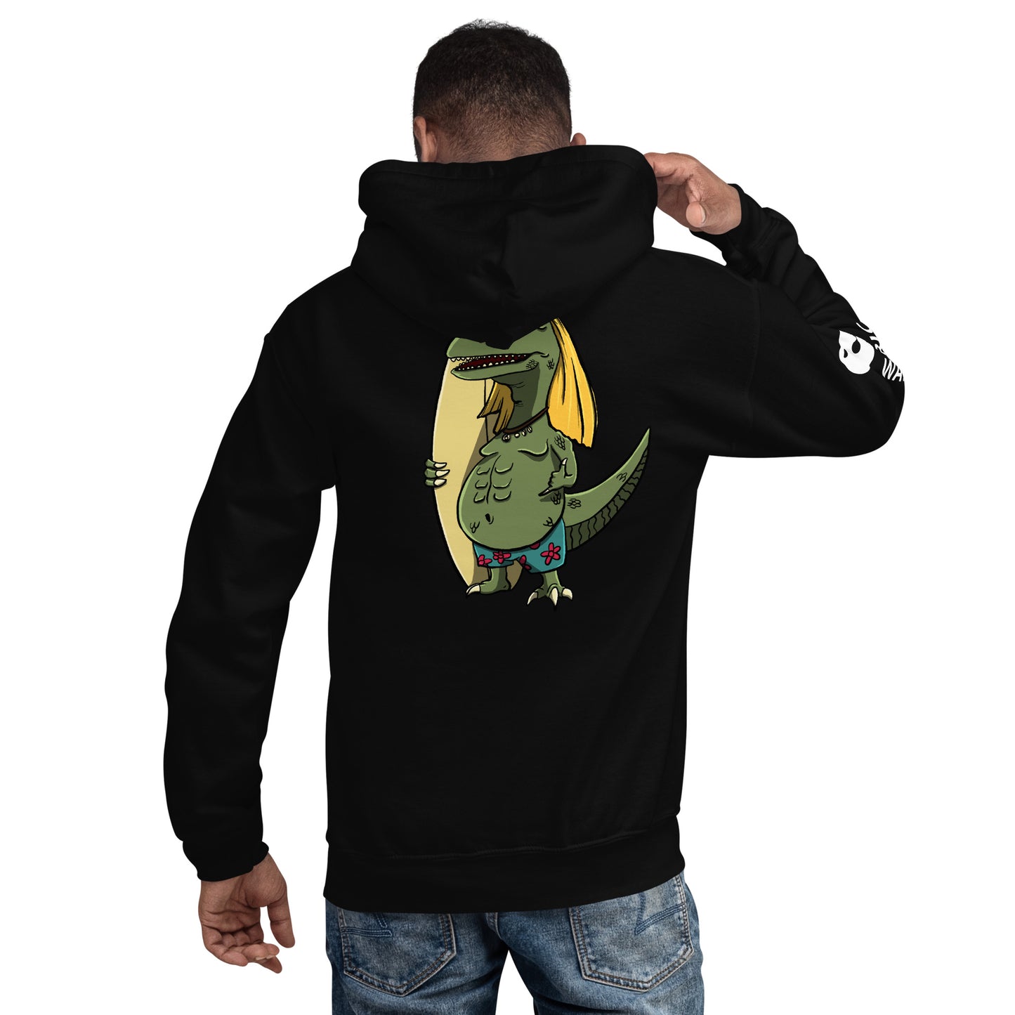 Sudadera con capucha unisex Jinete de olas prehistóricas