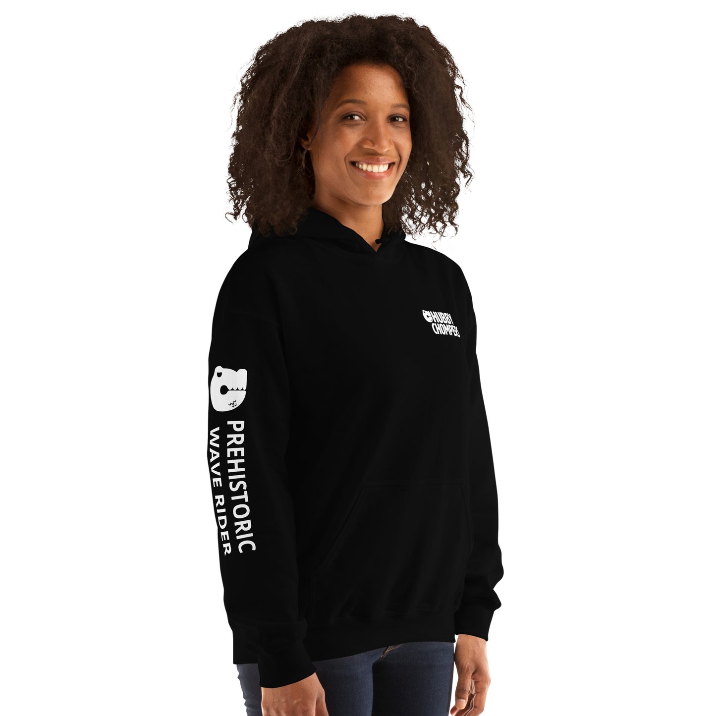 Sudadera con capucha unisex Jinete de olas prehistóricas